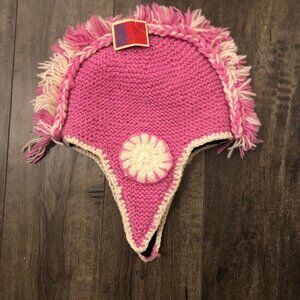 Pink Knit Lined Mohawk Toque Winter Hat